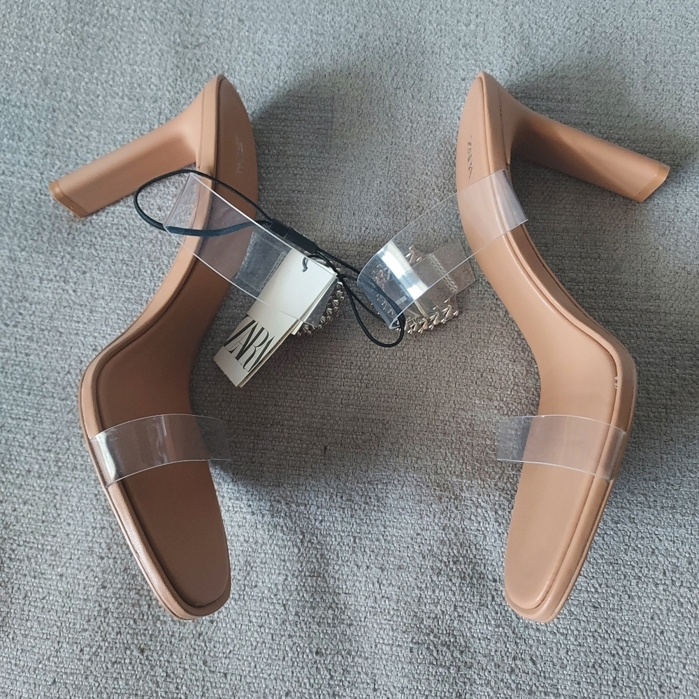 Zara High Heeled Vinyl Sandal Sz-10 - Picture 8 of 11